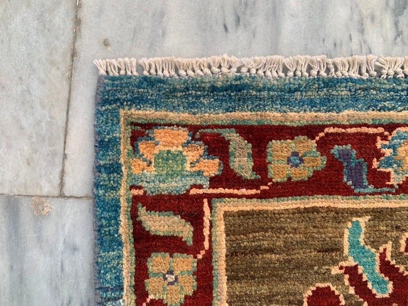 Hand Knotted Veg-Dye Chobi: Afghan Wool, Traditional Area Rug 2x3 ft gallery