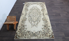 Oushak Turkish Vintage Rug 3×6 Kilim Rug Anatolian Handmade Boho Decor BEIGE