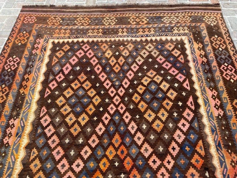 8.3x13.3 Afghan Kilim Rug Turkish Style Terracotta Geometric Handmade Flatweave gallery