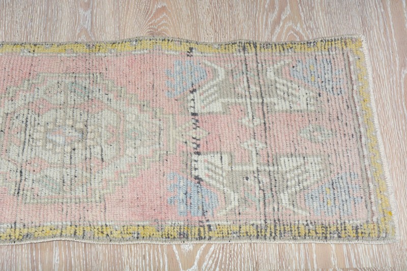 Vintage Turkish Oushak Rug 1'6x3'1 ft, Pink Colorful Modern Bathroom Rug gallery