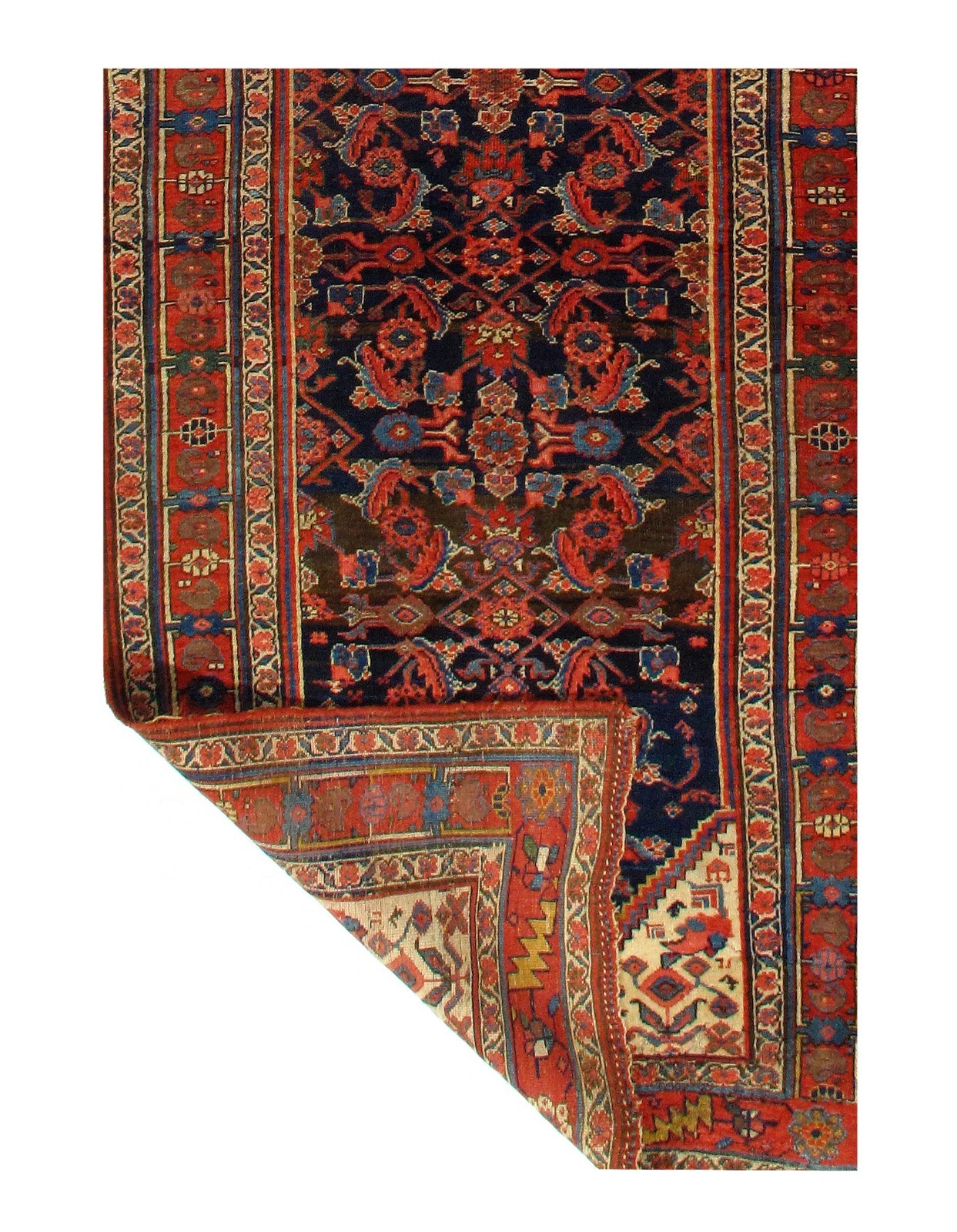Navy Blue Antique Hand-Knotted Wool Runner Rug 4' X 17'' gallery
