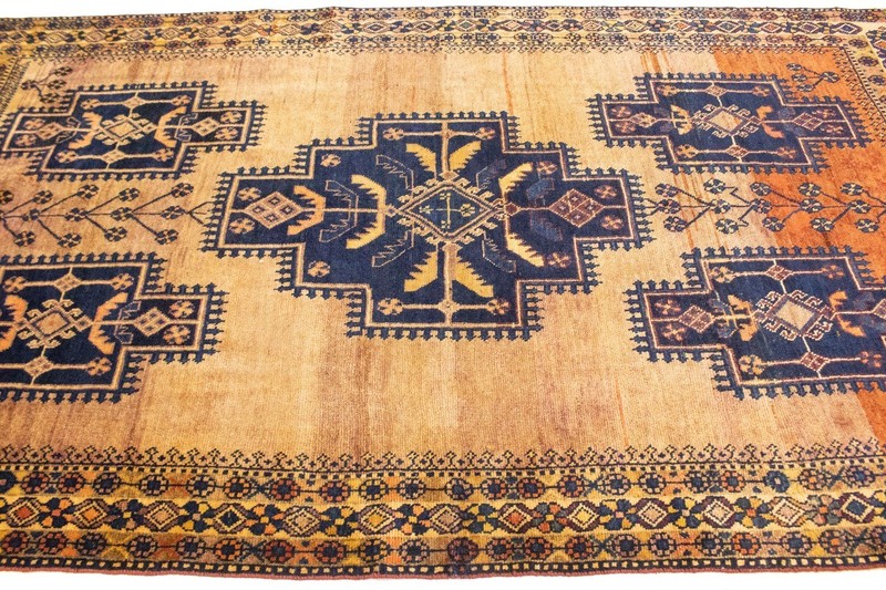 Semi-Antique Tribal Geometric Wide Runner Rug Oriental Muted Carpet 5'5X9'7 ft gallery