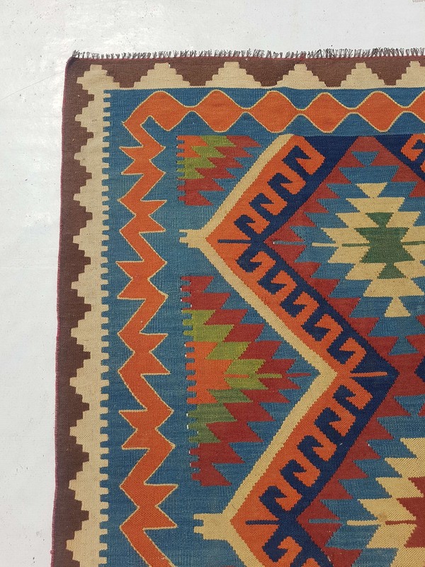 Fine Vintage Traditional Hand Made Oriental Wool Brown Kilim Rug 288x244cm gallery