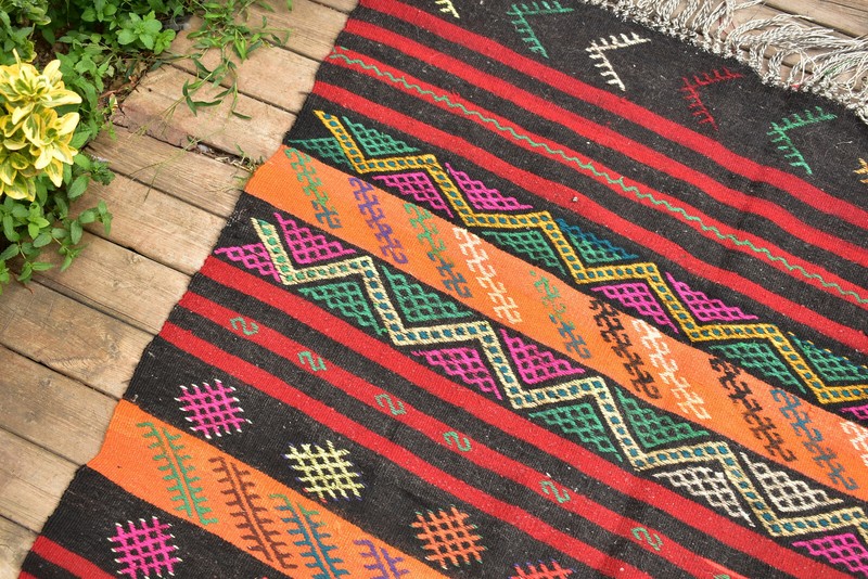 Kilim Old Rug 49''x143'' Handwoven Tribal Adana Kilim 4x11 Primitive Tent Rug gallery