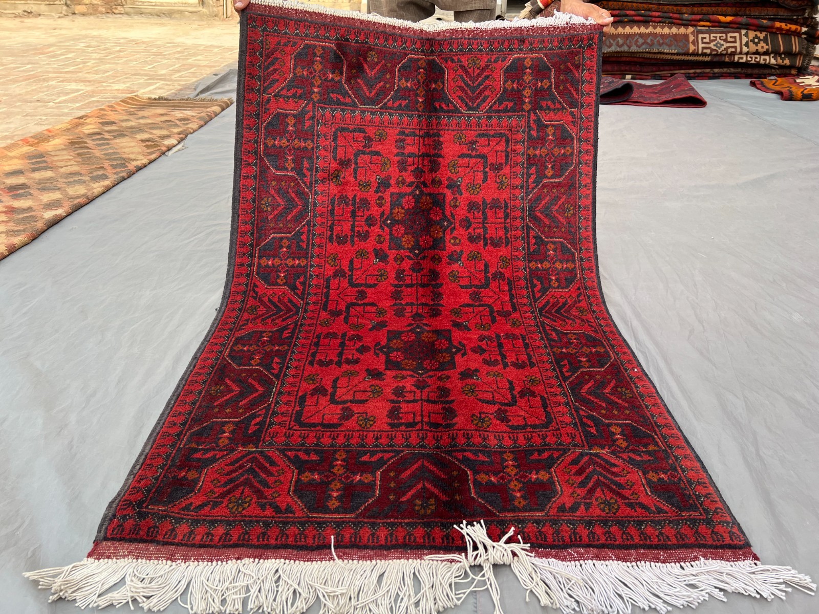 2'7 x 4'2 ft Vintage Turkmen Bukhara Rug, Hand-Knotted Soft Wool Oriental Carpet gallery