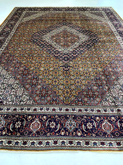 Antique Oriental Hand-Knotted Wool Area Rug Copper/Ivory/Navy Blue/Red 10′ x 13′