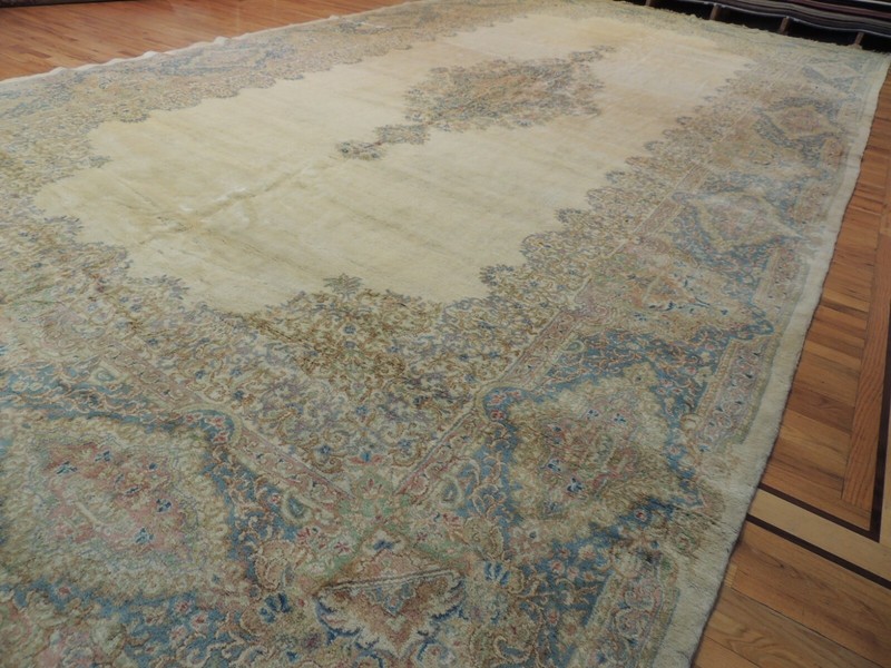 11x22 Antique Oversize/Palace size Kermaan Oriental Area Rug Blue Beige Ivory gallery