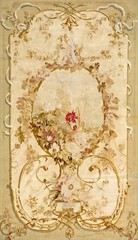 4’x7′ Antique Louis XVI Style Aubusson Tapestry / Pierment with Putto and