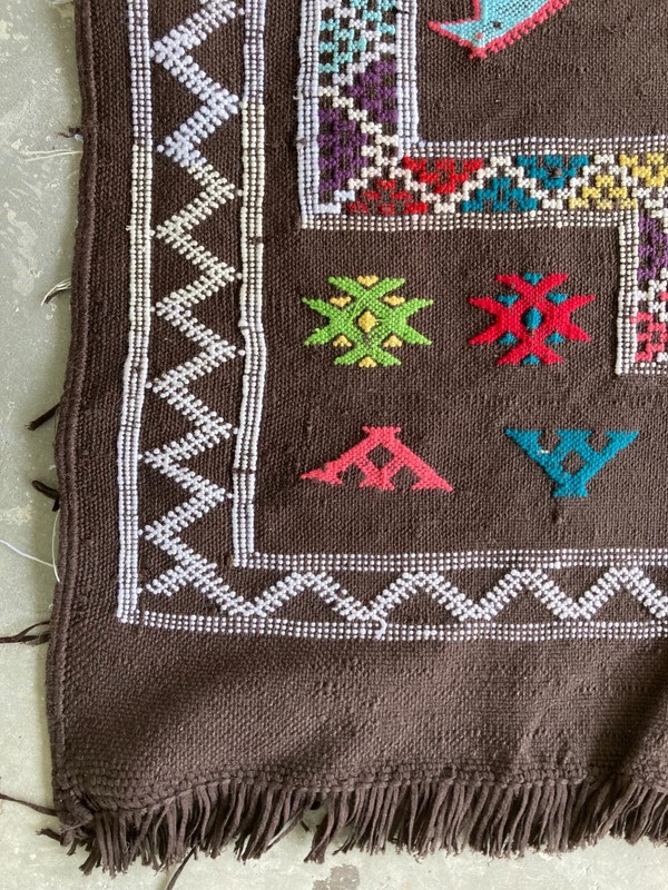 Vintage Handmade Moroccan Berber Wool Kilim Rug 92x55 cm gallery