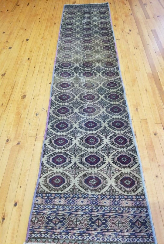 Beautiful Vintage 1950-1960s Wool Pile Sage Green Bunyan Runner Rug 2’2”x 7’8” gallery