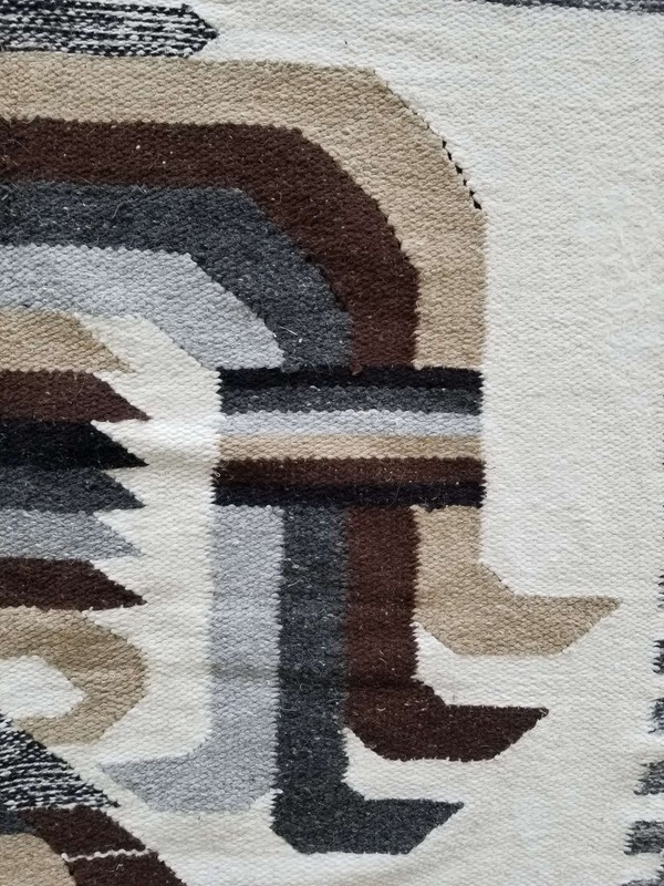 Fine Vintage Mexican Hand Made Oriental Wool Multicolour Kilim 201x124cm gallery