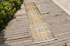 Turkish Rug 27”x115” Oushak Tribal Runner Vintage Hallway Pink 2×9 Carpet