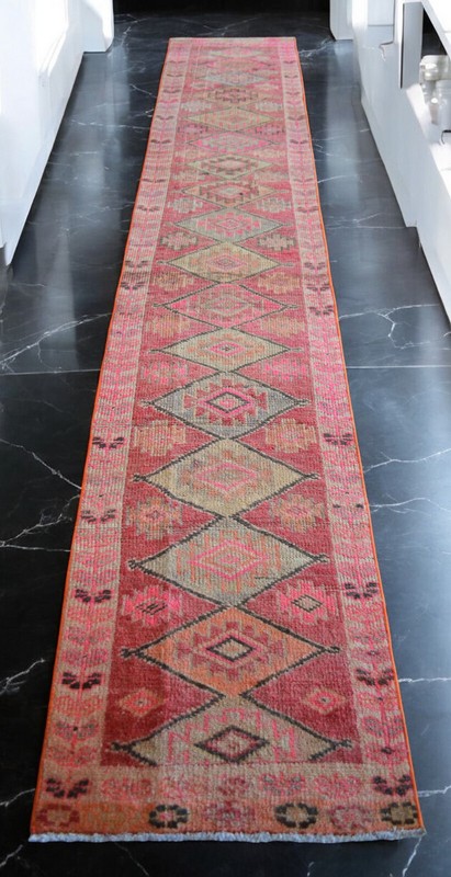 2x10 Runner Hand Made Turkish Rug Muted Color Hallway Rug Actual 1.10 x 10 ft gallery