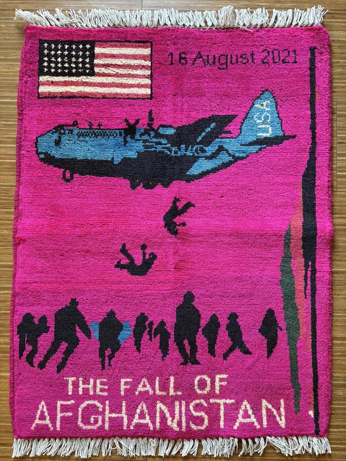 Afghan Handmade War Rug - Fall of Afghanistan - 32x25 in gallery