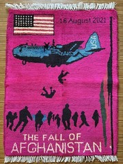 Afghan Handmade War Rug – Fall of Afghanistan – 32×25 in