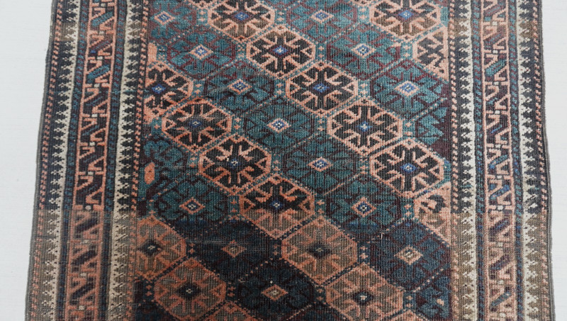 2'9" x 4'9" Antique Tribal Balouchh Hand Knotted Wool Green Amazing Rug gallery