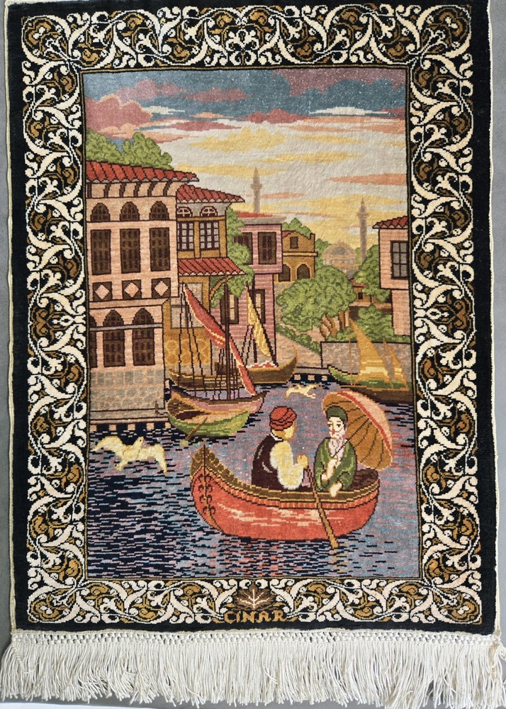 Extra Fine 100% Silk Turkish Hereke Cinar Rug