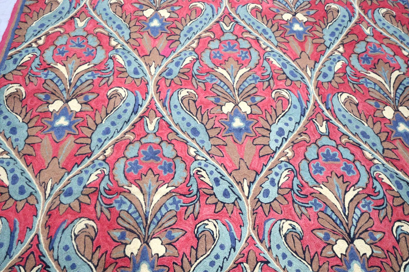 Vintage Silk Kashmiri Chain Stitch Handmade Rug 3ft 6" x 5ft 4" gallery