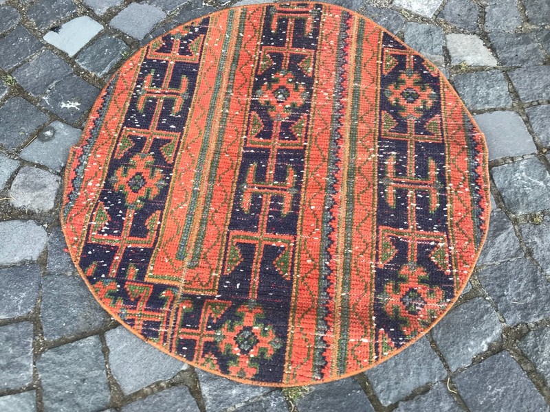 Home Decor Rug, Turkish Vintage Rug, Boho Decor Rug, Oushak Kilim Rug,2,6x2,6ft gallery