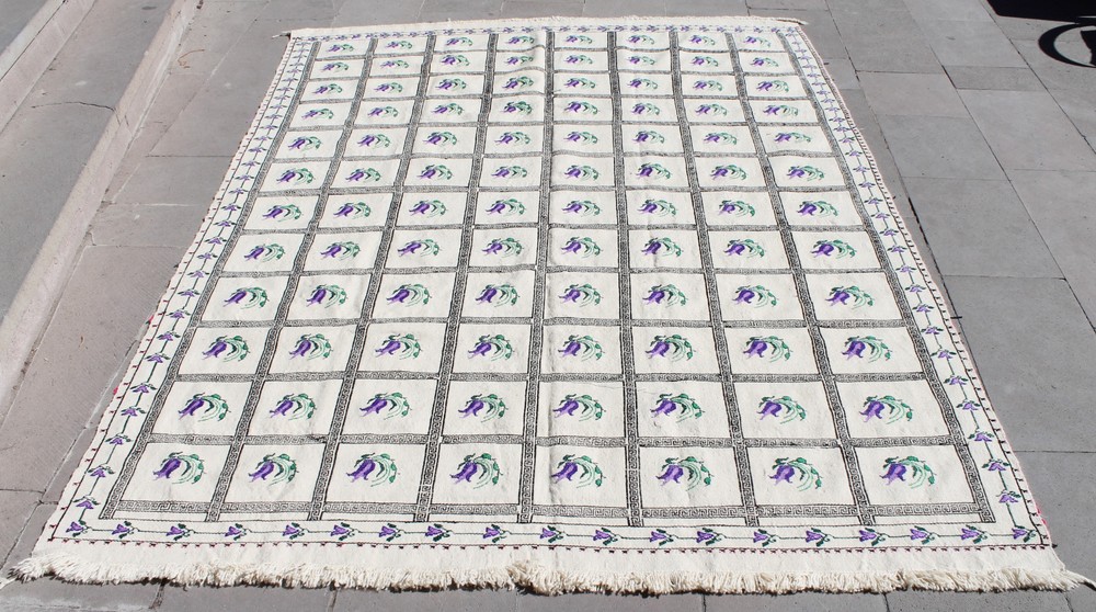 Turkish Kilim Rug 69''x95'' Hand Woven Konya Cicim Kilim 178x242cm Vintage Rug