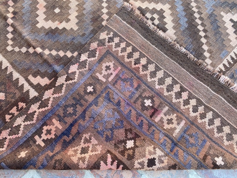 Brown 6x11ft Vintage Turkish Kilim Rug Handmade Wool Tribal Flatweave Boho rug gallery