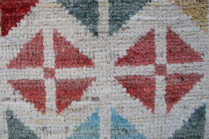 Vintage Traditional Hand Made Oriental Gabbe Wool Beige Blue Red Rug 86x62cm gallery
