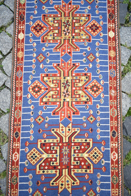 Caucasian Soumak Rug 20'' x 77'' Rahrah Runner Rug Organic Wool Kitchen Wool Rug gallery