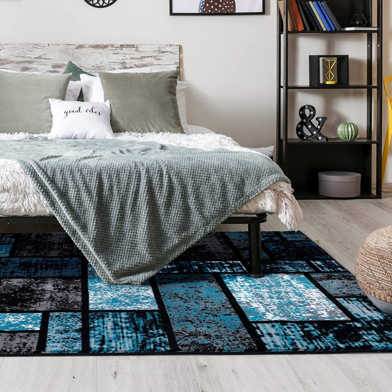 Home Decor Turquoise Rugs Geometric Modern Abstract Area Rug Stylish Premium Rug gallery