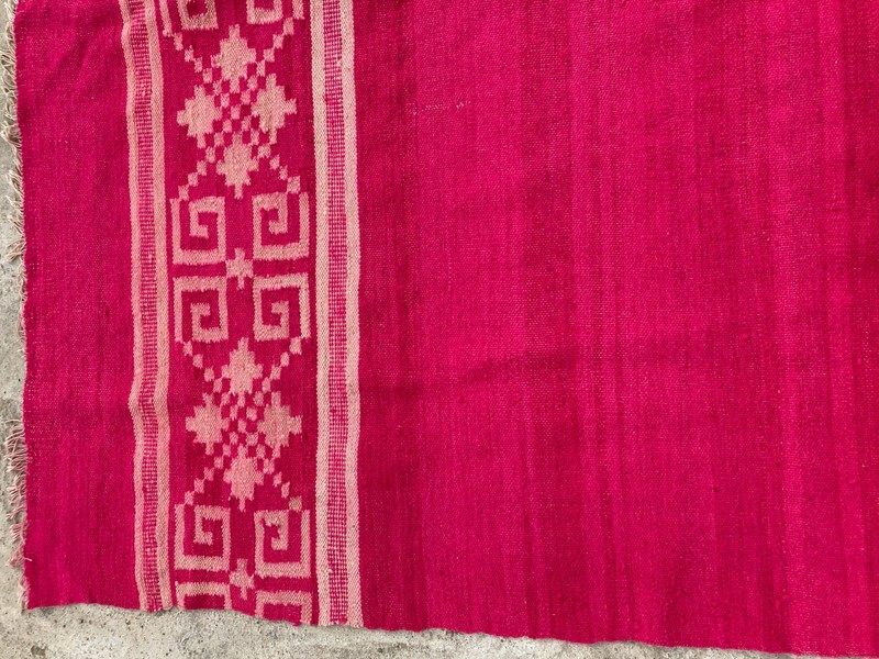 Vintage Traditional Handmade Turkish Geometric Border Wool Kilim Rug 231x167 cm gallery