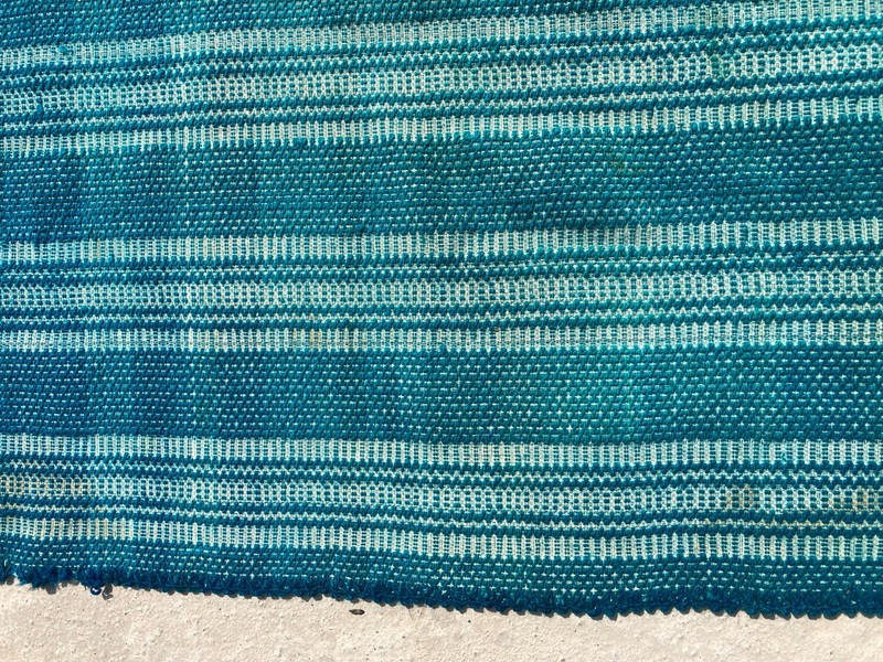 Vintage Handmade Geometric Striped Traeditional Wool Area Rug 201x155 cm gallery