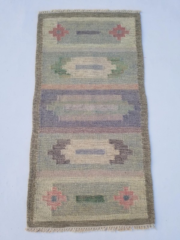 Vintage Traditional Handmade Oriental Wool Multicolor Kilim Rug 4.3x2.2 ft gallery
