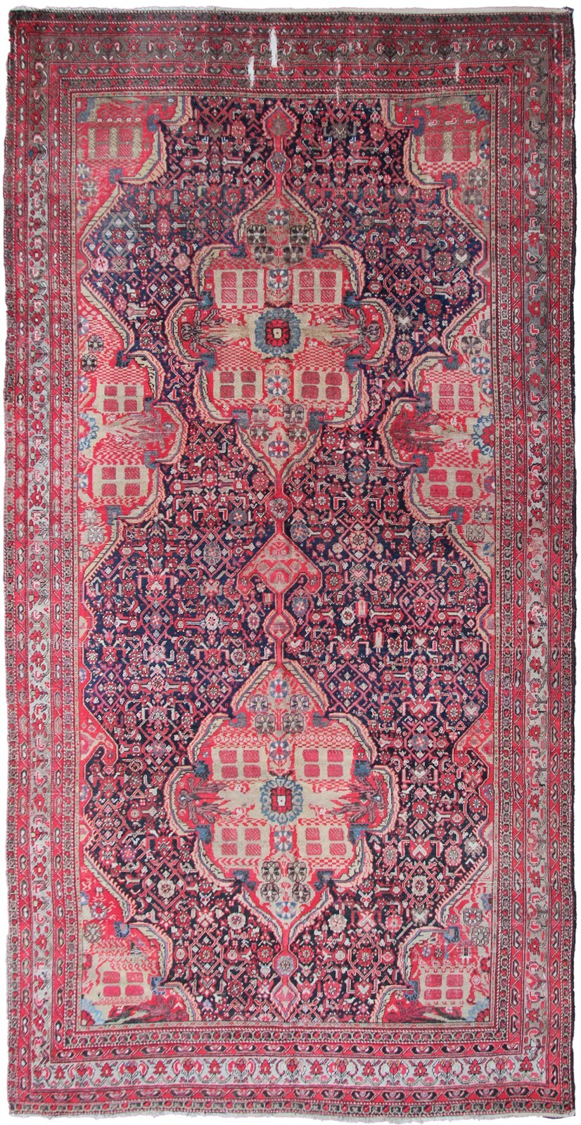 9x17 Antique Traditional Geometric Handmade Runner Rug 257cm x 511cm c.1880 gallery