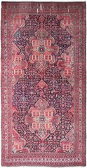 9×17 Antique Traditional Geometric Handmade Runner Rug 257cm x 511cm c.1880
