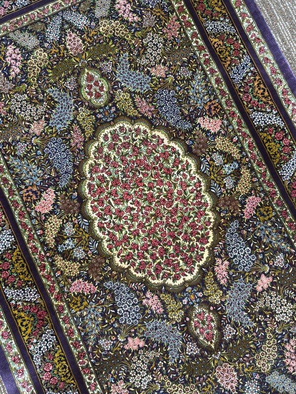 Handmade 100% Silk Classic Shah Abbasi Floral Area Rug 3x5 Ft High Knot KPSI 729 gallery