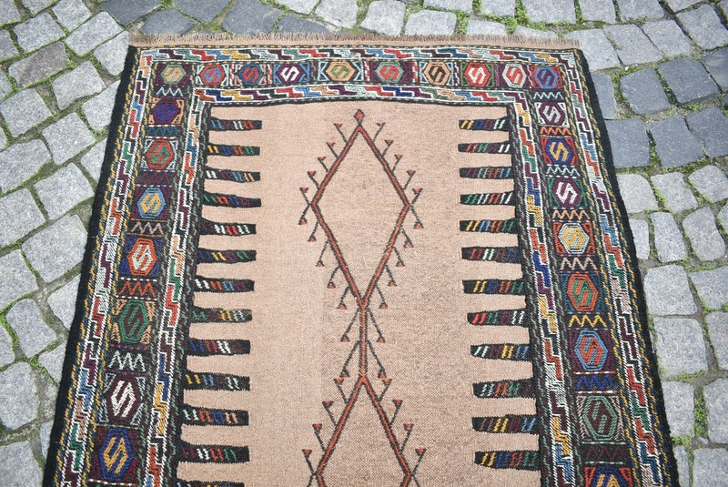 Camel Wool Kilim Rug 3'4'' x 5'9'' ft Caucasian Embroidered Weave Kilim Area Rug gallery