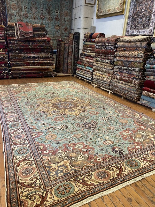 Rare Antique 1930-1940s Wool Pile Natural Dye Kayseri Bunyan Area Rug 6’5”x10’8” gallery