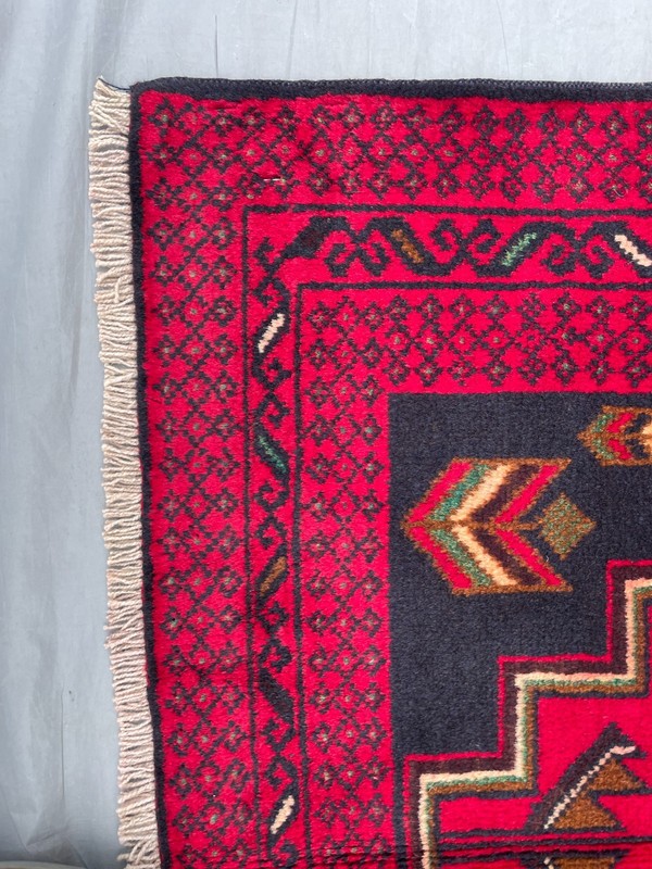 2'10x4'9 ft Vintage Turkmen Hand Knotted Wool Red Black Dual Medallion Area Rug gallery