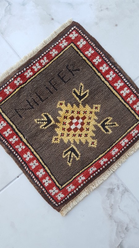SQUARE Antique Rug Flowers Handmade Wool Rug Antiq Lotus Motif FREE SHİPPİNG .! gallery