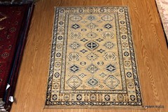 _HAND-MADE_BLUE_RUG_Beige Ivory LIGHT blue 3×5 Vegetable Dyed Rug Soft/Muted