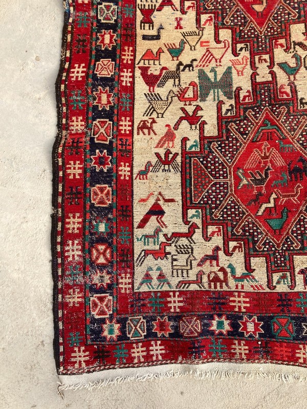 Vintage Traditional Handmade Beautiful Turkish Kilim Floor Rug Carpet 143x110 cm gallery