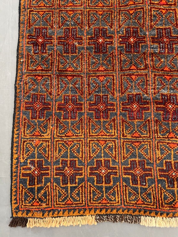 Orange Brown Caucasian Rug 2'3x3'4 Hand Knotted Wool Geometric Vintage Tribal ru gallery