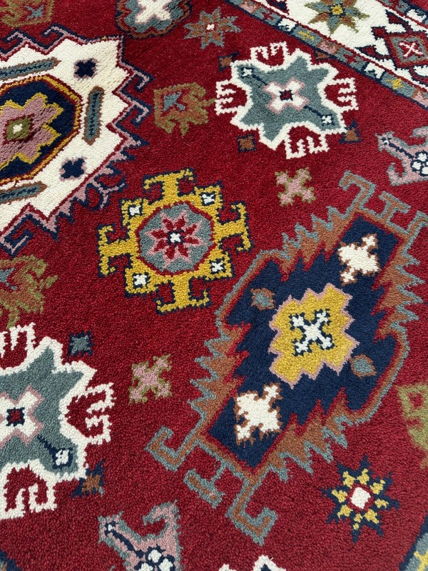 New Tribal & Geometric Kazakh Rug Handmade in India, Stunning Unique Colors, 4x6 gallery
