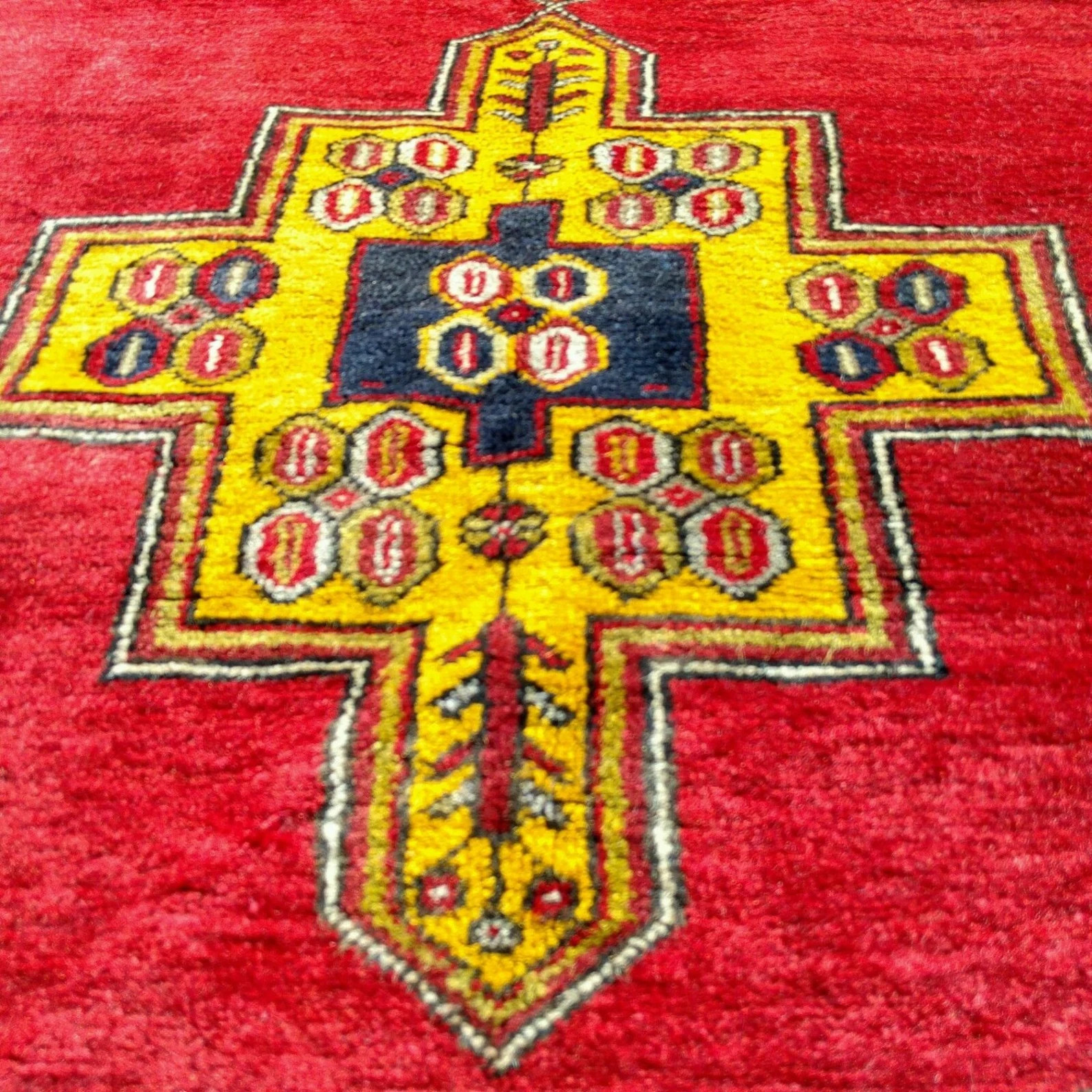 Authentic 1900-1930s Antique Lambs Wool Pile Tribal Rug 4'6''x9'7'' gallery