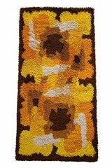 PRINSTAPIJT (DESSO) shag dralon wool rug brown orange vintage 70s mid-century