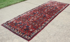 Vintage Malayer Handknotted Wool Floral Runner Rug – 3’5″ x 9’10”
