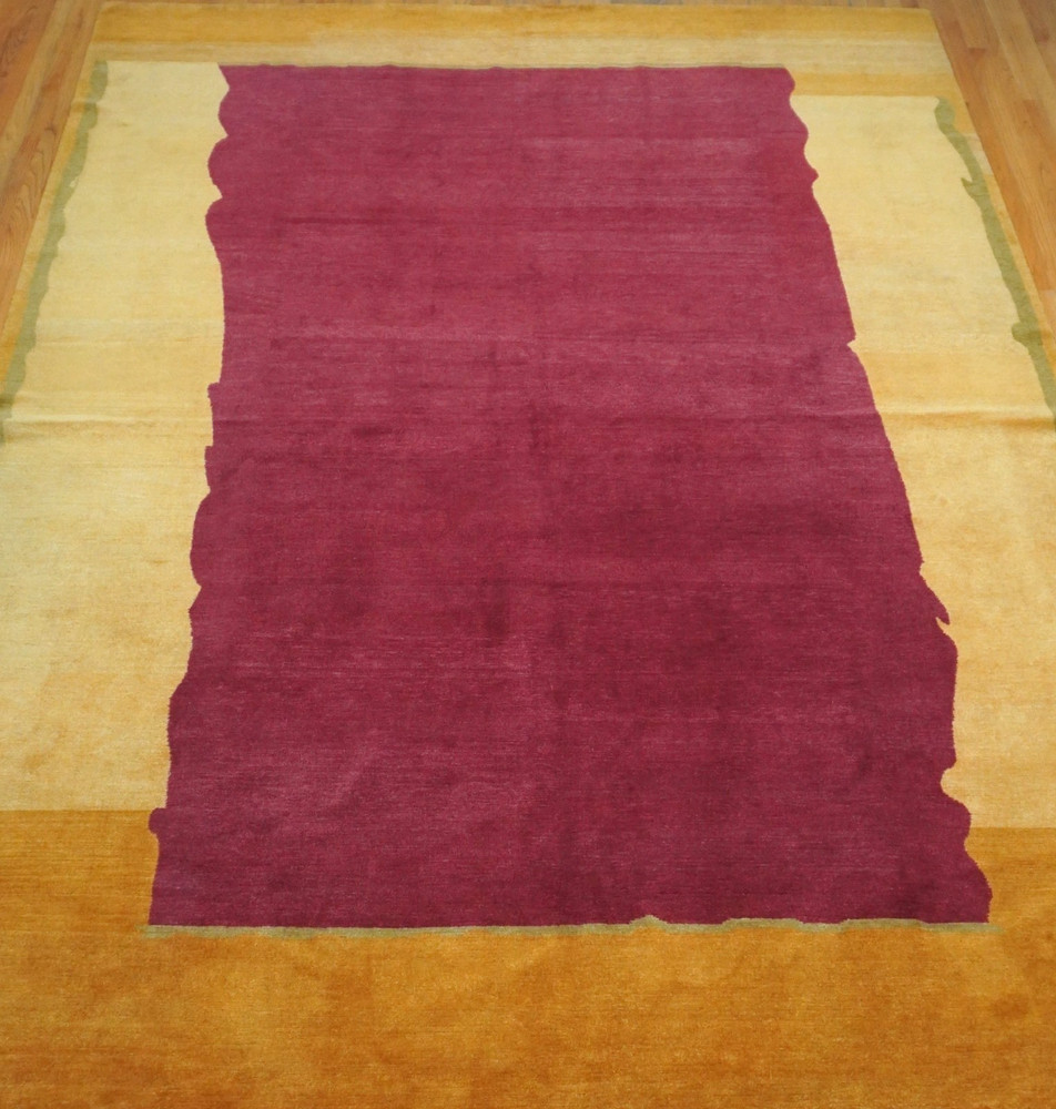 Hand Knotted Wool Rug in Red & Gold By Odegard Rare Oriental Tibetan Rug 9'x12'