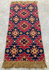 Vintage Handmade Turkish Geometric Wool Flatweave Rug 160×78 cm