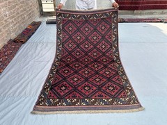 3’9×6’5 ft Vintage Afghan Hand-Knotted Wool Rug Tribal Geometric Rare Area Rug