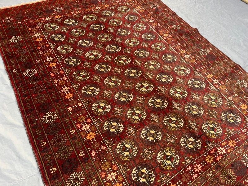 Stunning Antique Hand-Knotted Tribal Wool Rug - Rare Design Tekke Ersari Rug gallery