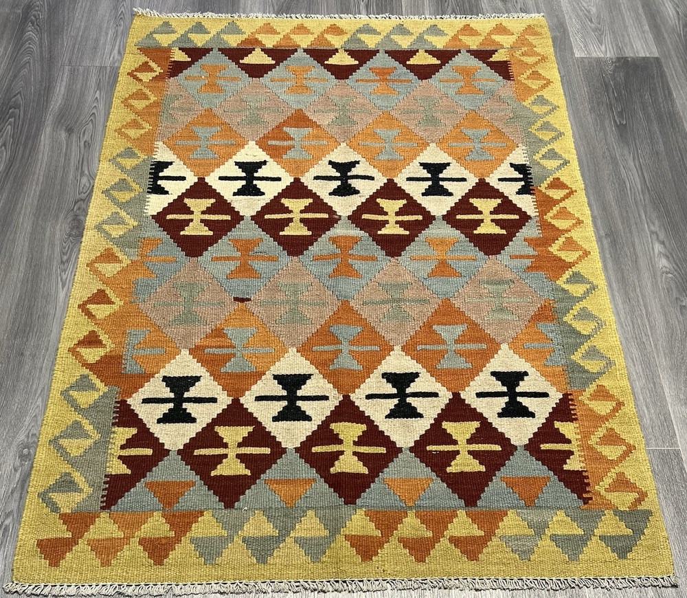 Vintage Kilim Traditional Hand Made Oriental Wool Kilim 5ftx3.2ft 144cmx102cm
